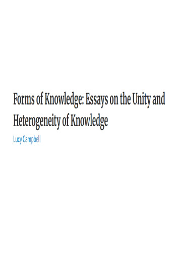 Forms of Knowledge: Essays on the Unity and Heterogeneity of Knowledge