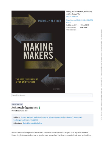 Making Makers: The Past, the Present, and the Study of War