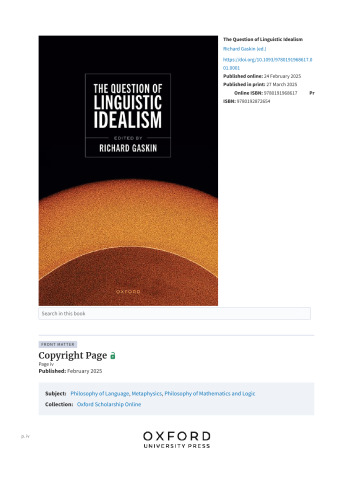 The Question of Linguistic Idealism