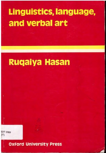 Linguistics, language and verbal art