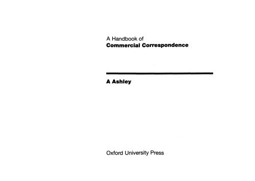 A Handbook of Commercial Correspondence