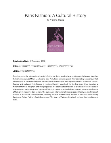 Paris Fashion: A Cultural History