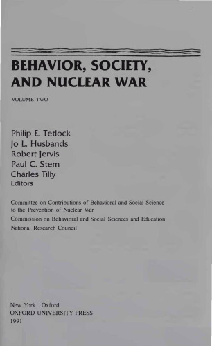 Behavior, Society, and Nuclear War, Vol. 2