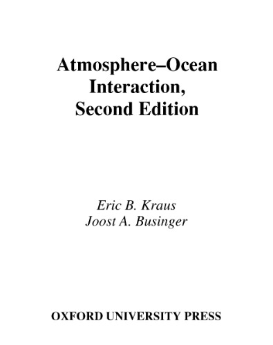 Atmosphere-Ocean Interaction (Oxford Monographs on Geology and Geophysics)