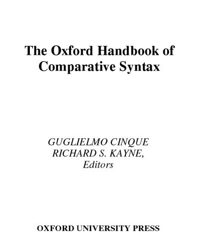 The Oxford Handbook of Comparative Syntax (Oxford Handbooks in Linguistics)