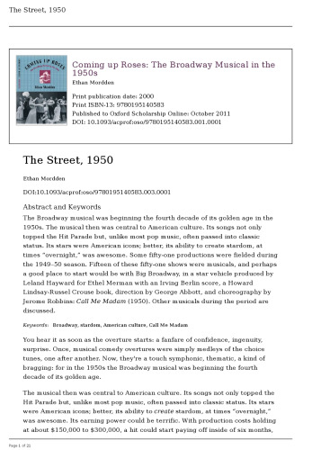 Coming Up Roses: The Broadway Musical in the 1950s