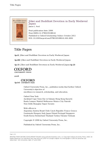 Jōkei and Buddhist Devotion in Early Medieval Japan