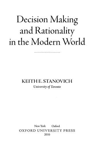 Decision Making and Rationality in the Modern World (Fundamentals in Cognition)