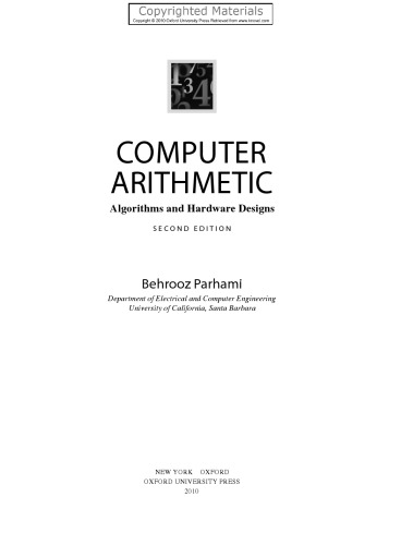 Computer arithmetic: algorithms and hardware designs