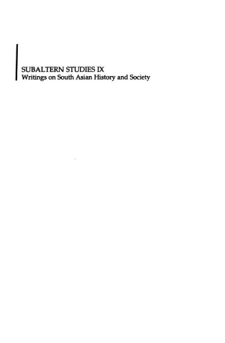 Subaltern Studies: Writings on South Asian History and Society