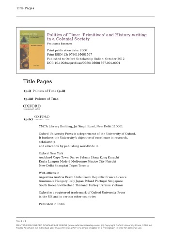 Politics of Time: "primitives" and History-writing in a Colonial Society
