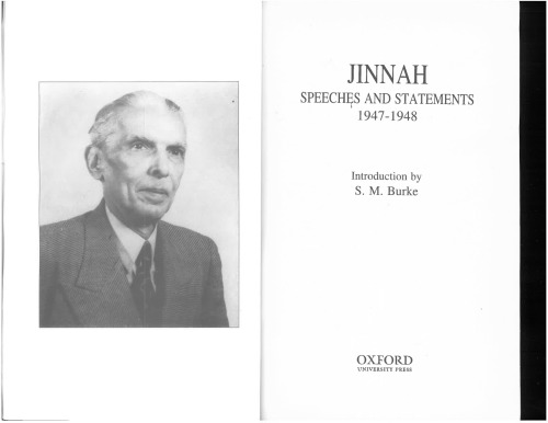 Jinnah: Speeches and Statements 1947-1948 (The millennium series)