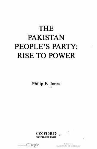 The Pakistan People's Party: Rise to Power
