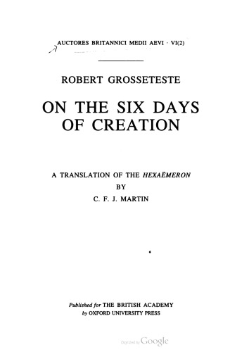 On the Six Days of Creation