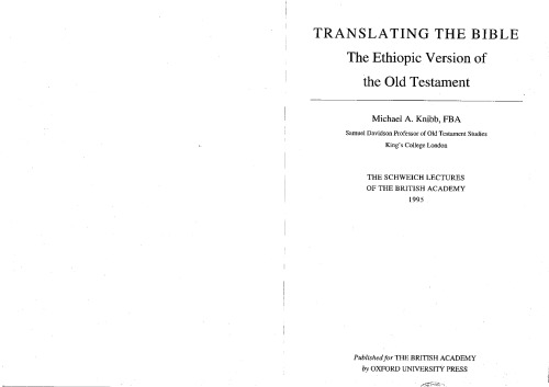 Translating the Bible: The Ethiopic Version of the Old Testament