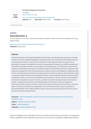 The Oxford Handbook of AI Governance