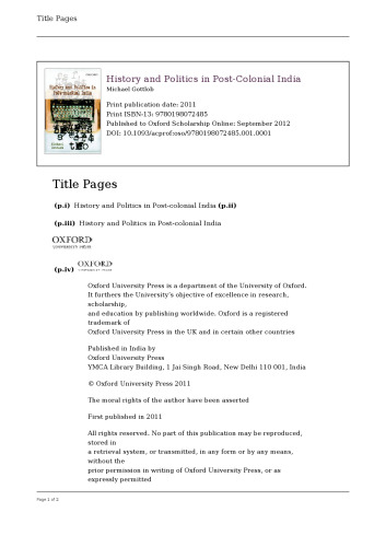 History and Politics in Post-Colonial India
