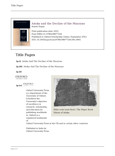 Asoka and the Decline of the Mauryas