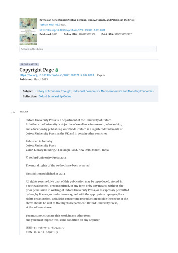 Keynesian Reflections: Effective Demand, Money, Finance, and Policies in the Crisis