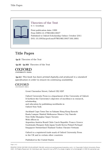Theories of the Text