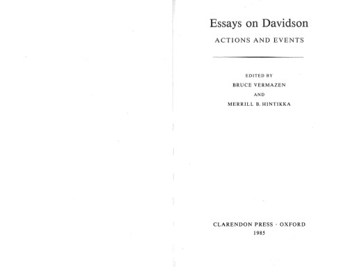 Essays on Davidson: Actions and Events