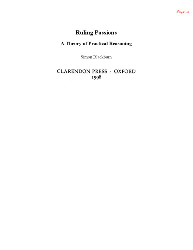 Ruling Passions: A Theory of Practical Reasoning