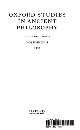 Oxford Studies in Ancient Philosophy: Volume XVII: 1999: 17
