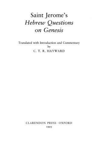 Saint Jerome's Hebrew Questions on Genesis