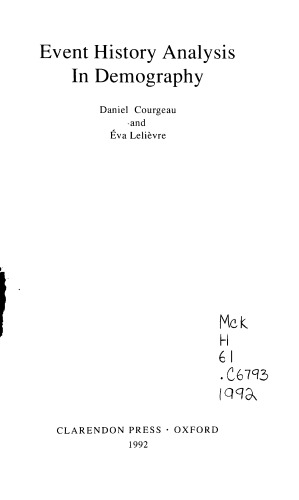 Event History Analysis in Demography