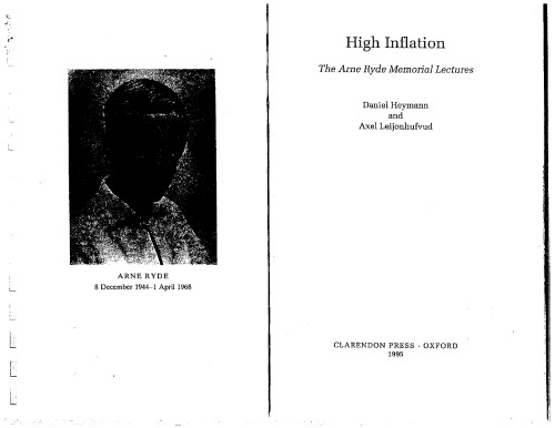 High Inflation: The Arne Ryde Memorial Lectures