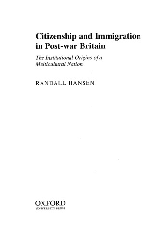 Citizenship and Immigration in Postwar Britain