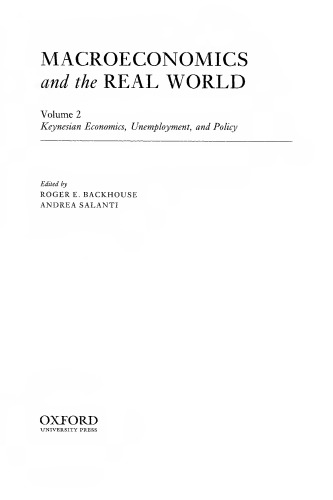 Macroeconomics and the Real World: Volume 2: Keynesian Economics, Unemployment, and Policy