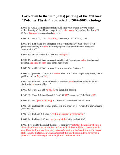 Polymer Physics (Chemistry)