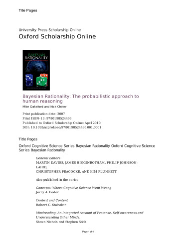 Bayesian Rationality: The Probabilistic Approach to Human Reasoning