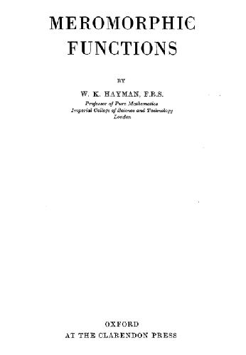 Meromorphic Functions