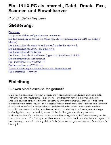Ein LINUX-PC als Internet-, Datei-, Druck-, Fax-, Scanner- und Einwahlserver