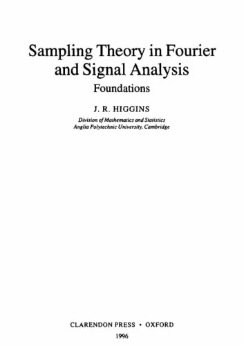 Sampling Theory in Fourier and Signal Analysis-Foundations
