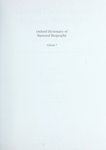 Oxford Dictionary of National Biography - volume 7 Box–Browell