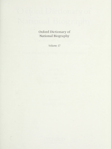 Oxford Dictionary of National Biography - volume 17 Drysdale–Ekins