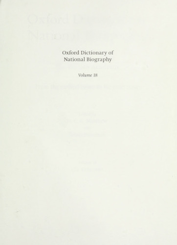 Oxford Dictionary of National Biography - volume 18 Ela–Fancourt