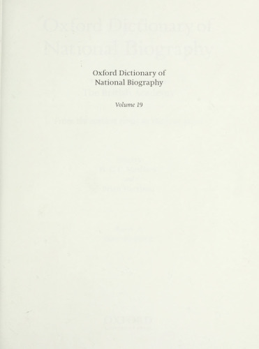 Oxford Dictionary of National Biography - volume 19 Fane–Flatman