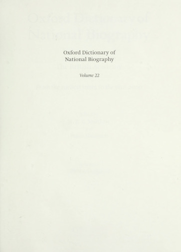 Oxford Dictionary of National Biography - volume 22 Gibbes–Gospatric