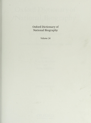 Oxford Dictionary of National Biography - volume 24 Grigg–Hanboys