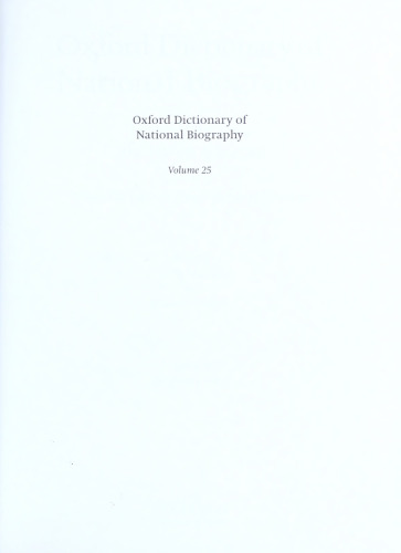 Oxford Dictionary of National Biography - volume 25 Hanbury–Hay