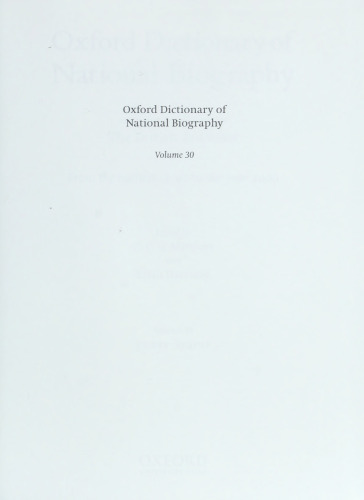 Oxford Dictionary of National Biography - volume 30 Jenner–Keayne