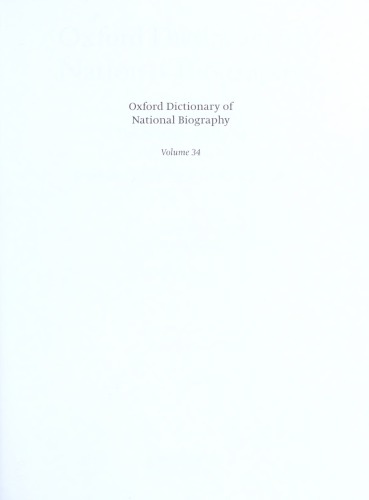 Oxford Dictionary of National Biography - volume 34 Liston–McAlpine