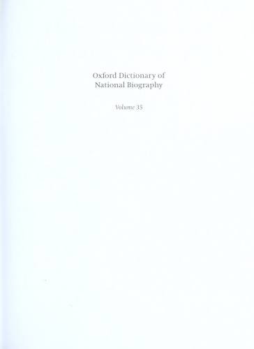 Oxford Dictionary of National Biography - volume 35 Macan–Macpherson