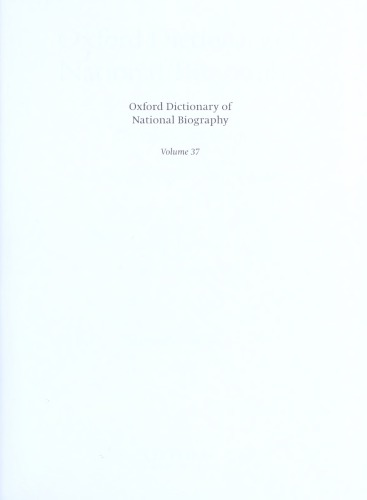 Oxford Dictionary of National Biography - volume 37 Martindale–Meynell