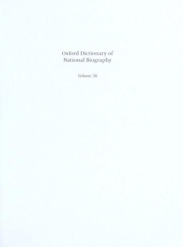 Oxford Dictionary of National Biography - volume 38 Meyrick–Morande