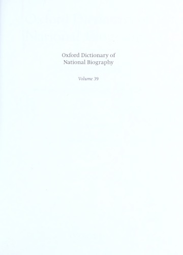 Oxford Dictionary of National Biography - volume 39 Morant–Murray